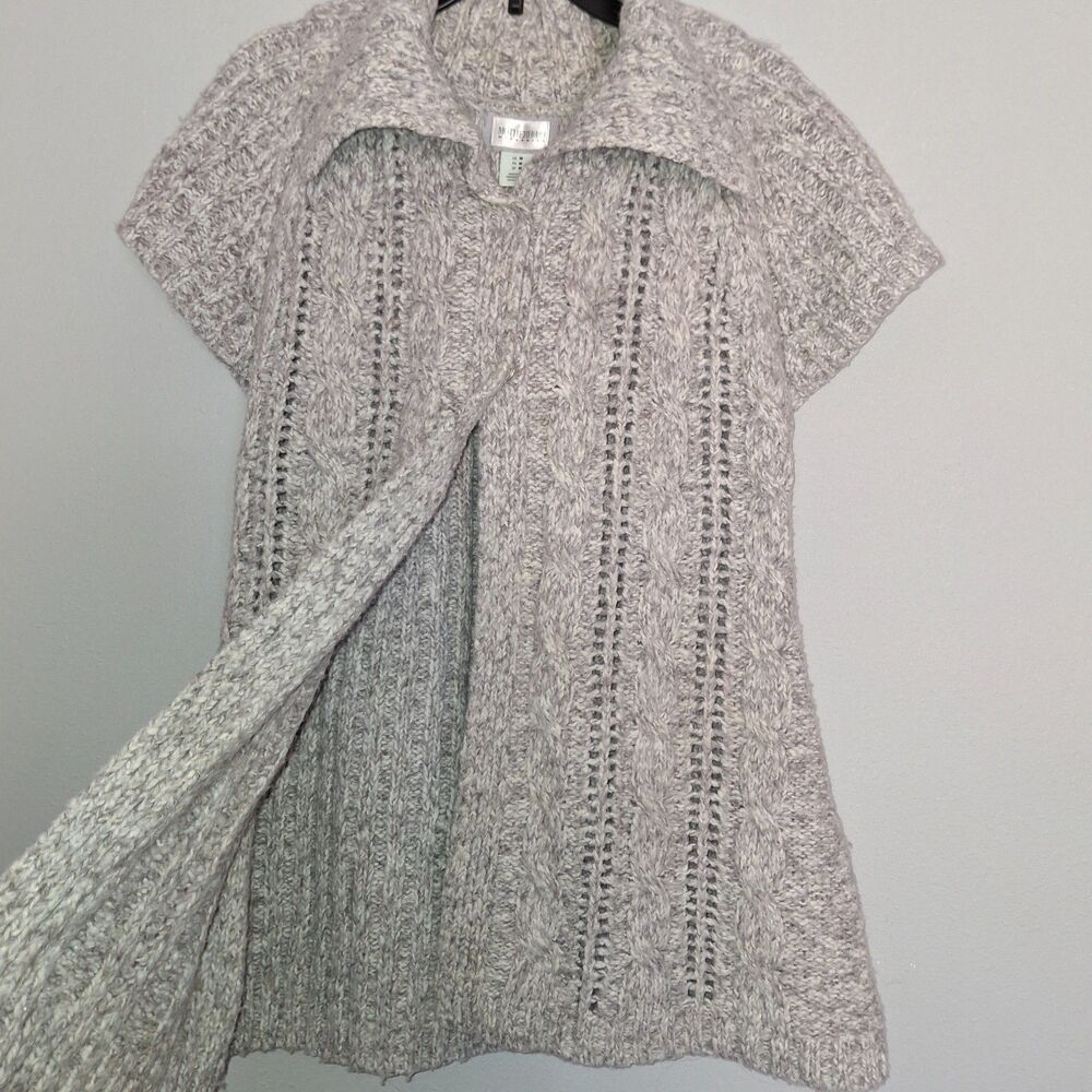 Motherhood Maternity Cardigan Women’s Medium Grey Knit Open Front Sweater - Picture 6 of 14